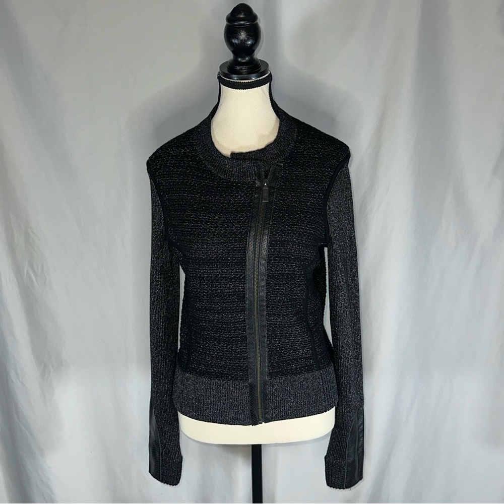 White + Warren Asymmetric Zip Up Blazer Jacket Size Small MOTO Motorcycle Biker